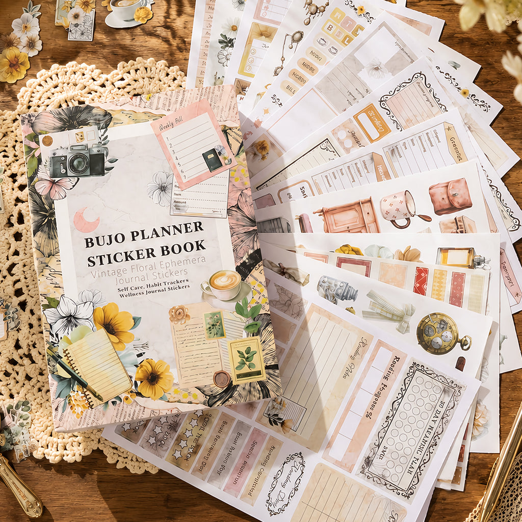 Retro Diary - Bullet Journal Stickers | Vintage Special Gloss Matte PET (24 Sheets)
