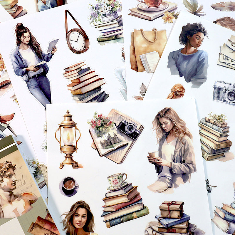 Whispering Pages - Junk Journal Stickers | Aesthetic Kiss Cut Matte PET (20 Sheets)