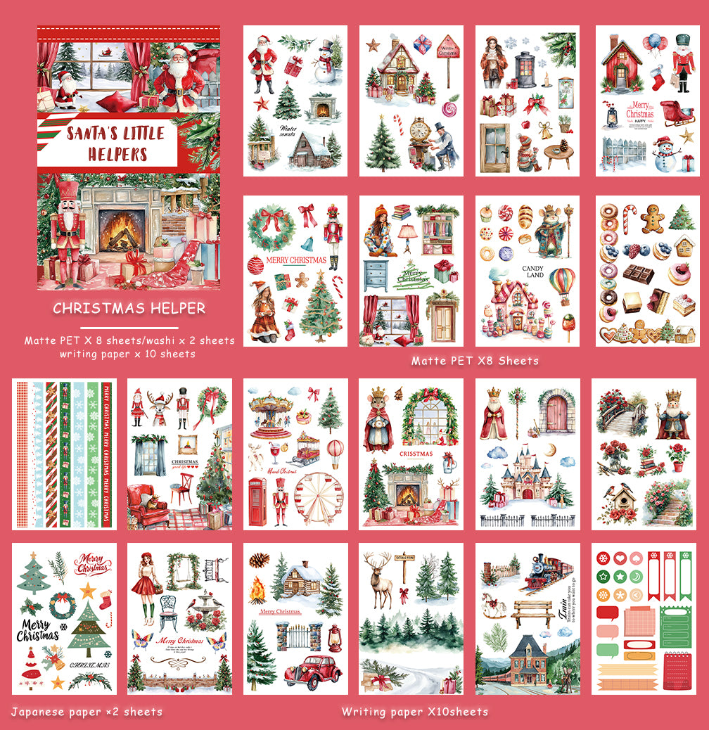 Christmas Helper - Junk Journal Stickers | Whimsical Kiss Cut Matte PET (20 Sheets)