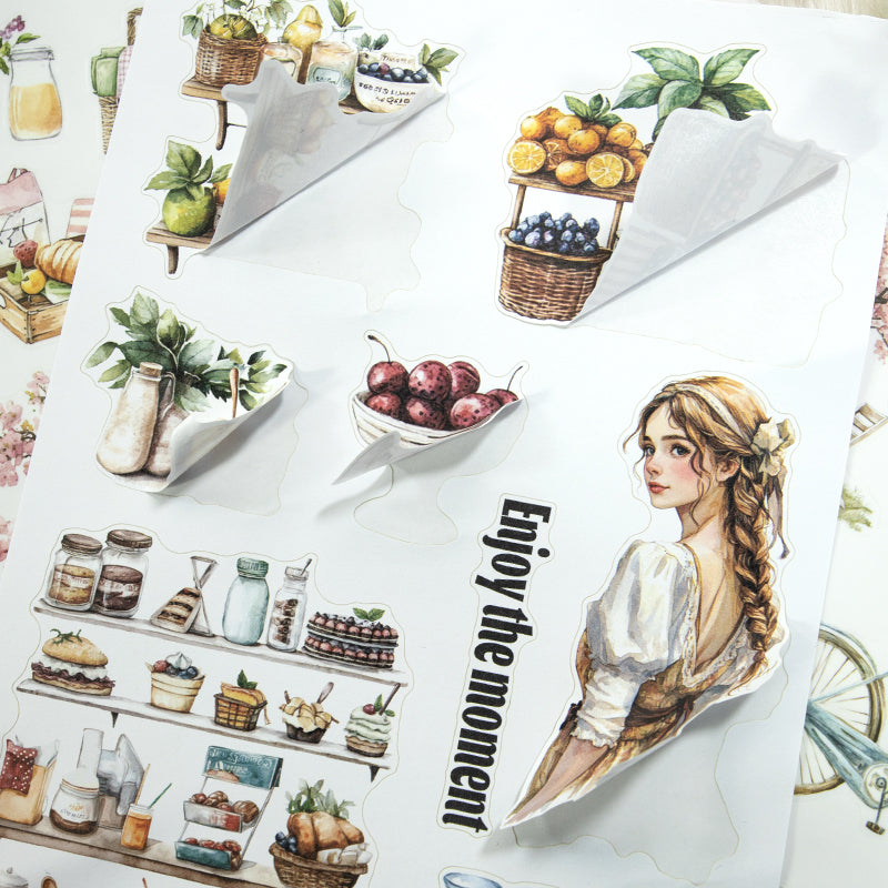 Picnic Time - Collage Stickers | Romantic Kiss Cut Matte PET (20 Sheets)