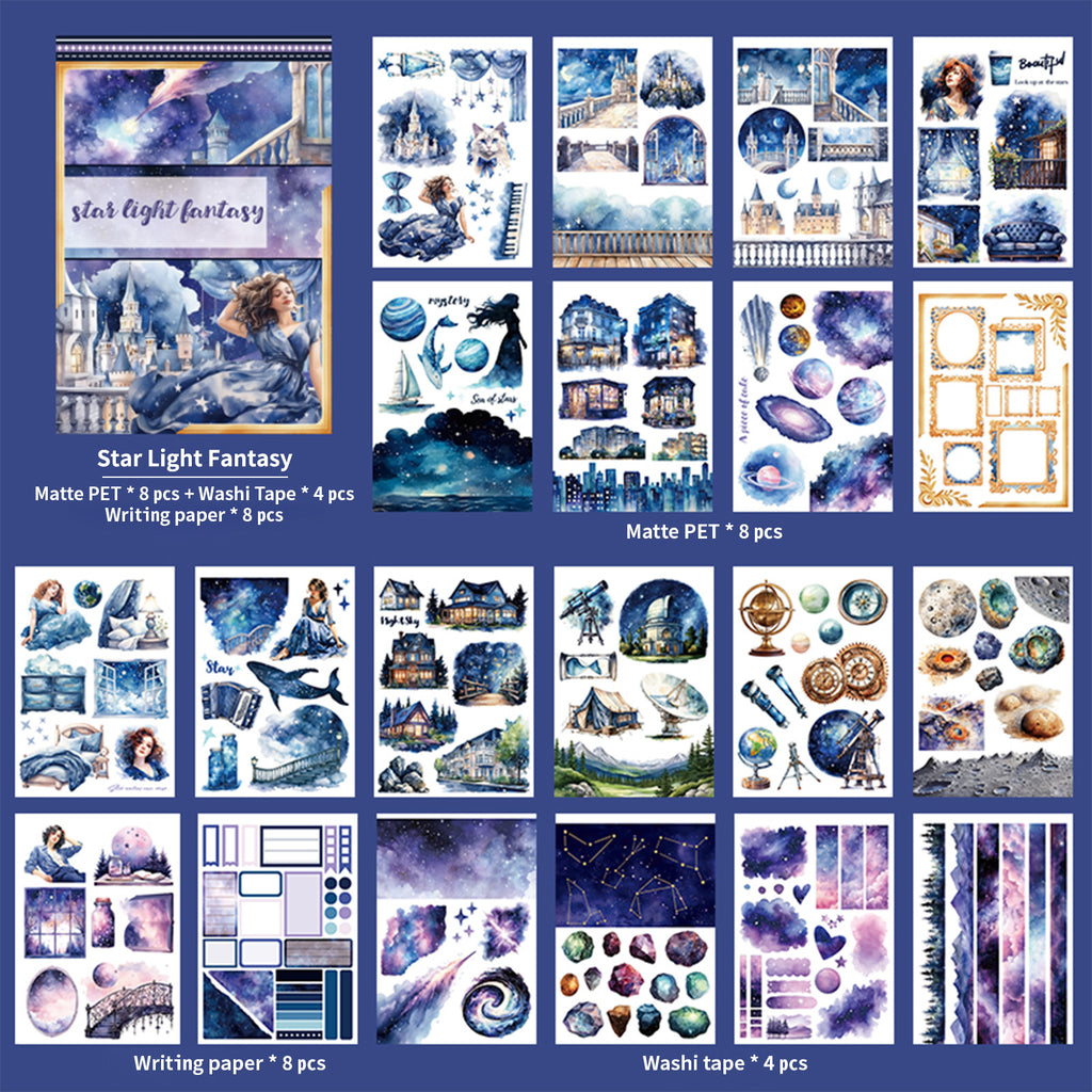 Star Light Fantasy - Collage Stickers | Celestial Kiss Cut Matte PET (20 Sheets)