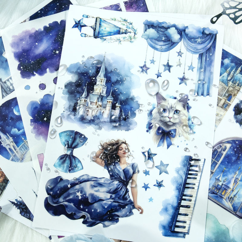 Star Light Fantasy - Collage Stickers | Celestial Kiss Cut Matte PET (20 Sheets)