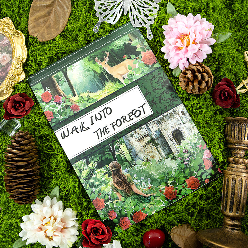 Forest Green Wilderness Junk Journal Stickers | Dark Academia Kiss Cut Matte PET (20 Sheets)