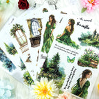 Forest Green Wilderness Junk Journal Stickers | Dark Academia Kiss Cut Matte PET (20 Sheets)