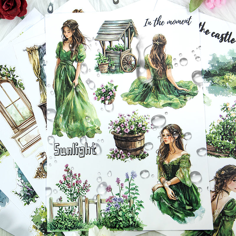 Forest Green Wilderness Junk Journal Stickers | Dark Academia Kiss Cut Matte PET (20 Sheets)