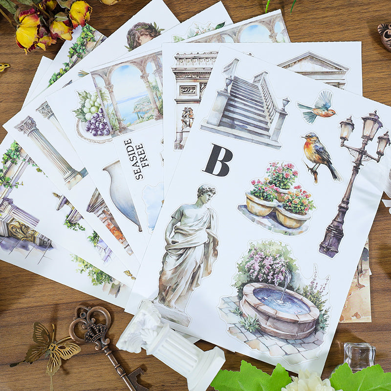 Under The Olive Tree - Junk Journal Stickers | Roman Kiss Cut Matte PET (20 Sheets)