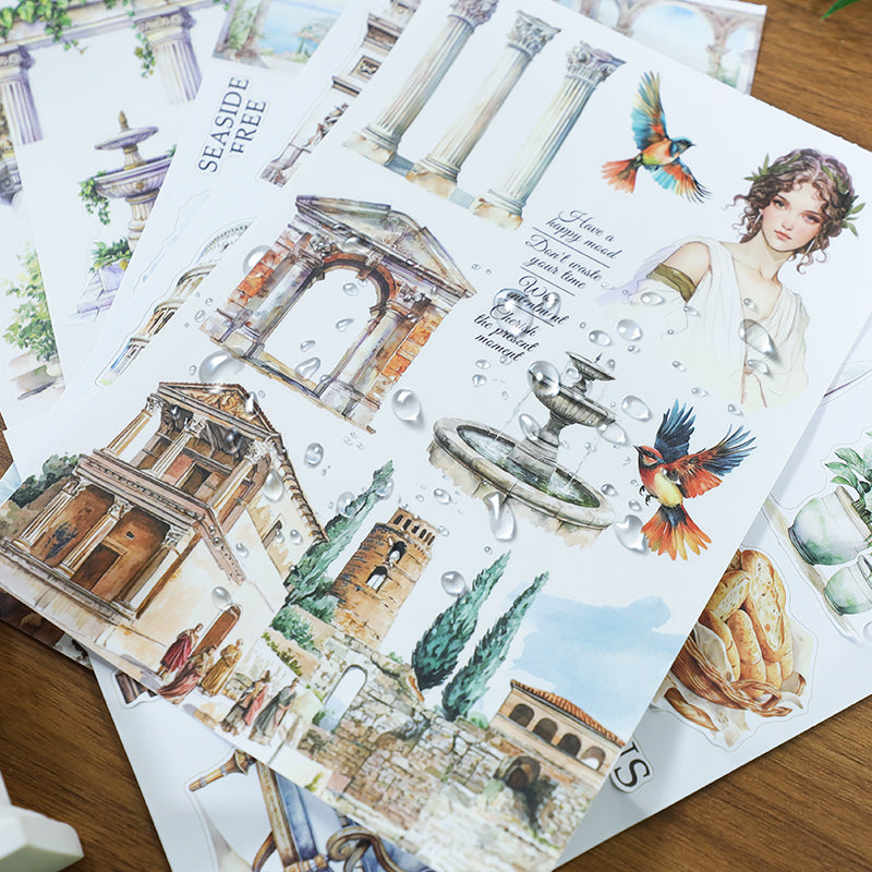 Under The Olive Tree - Junk Journal Stickers | Roman Kiss Cut Matte PET (20 Sheets)