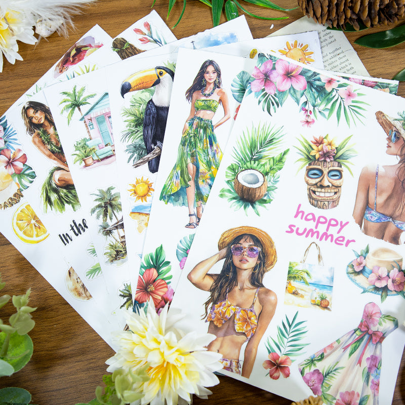 Hello Summer - Sticker Sheets | Tropical Kiss Cut Matte PET (20 Sheets)