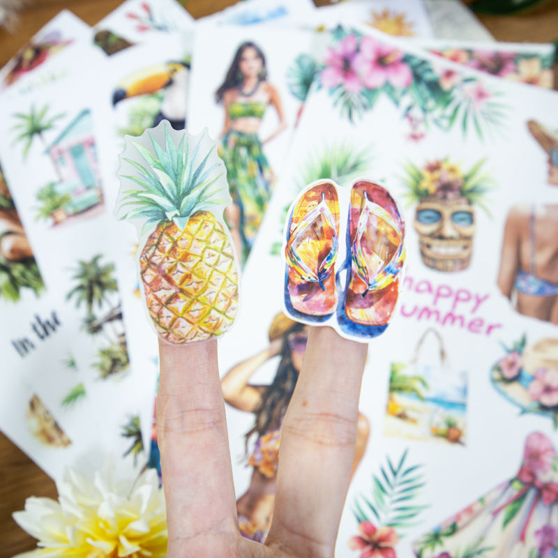 Hello Summer - Sticker Sheets | Tropical Kiss Cut Matte PET (20 Sheets)