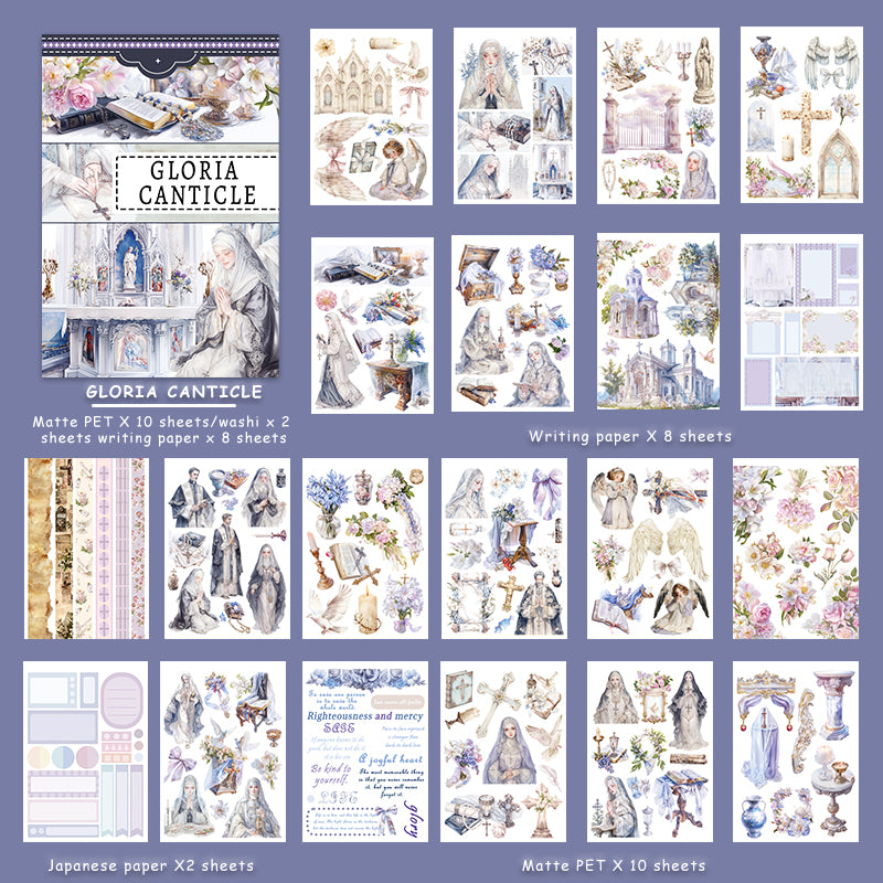 Gloria Canticle - Ephemera Stickers | Gothic Kiss Cut Matte PET (20 Sheets)