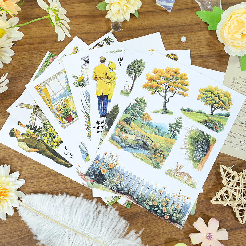 Golden Horizon - Vintage Stickers | Cottagecore Kiss Cut Matte PET (20 Sheets)