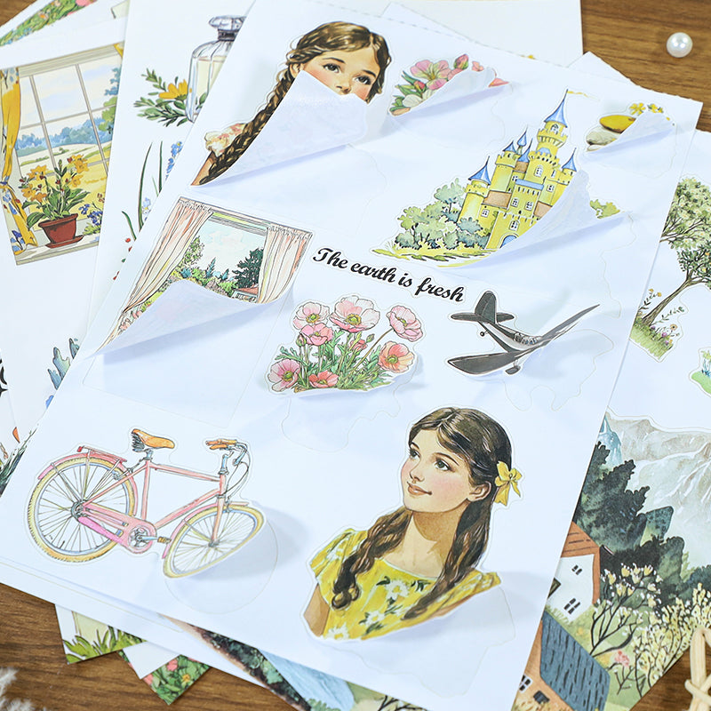 Golden Horizon - Vintage Stickers | Cottagecore Kiss Cut Matte PET (20 Sheets)