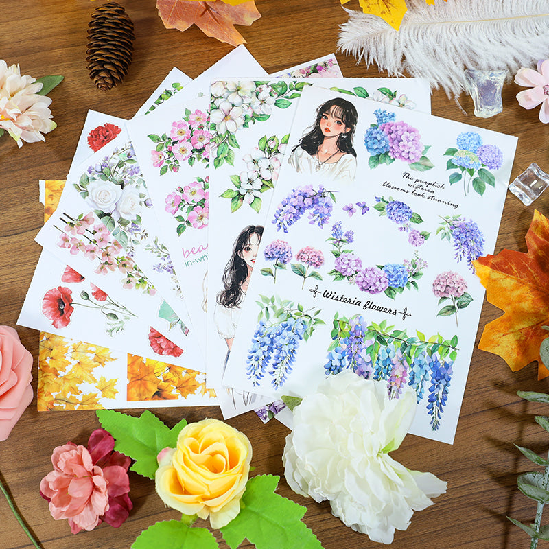 Blossom And Wither - Collage Stickers | Aesthetic Kiss Cut Matte PET (20 Sheets)