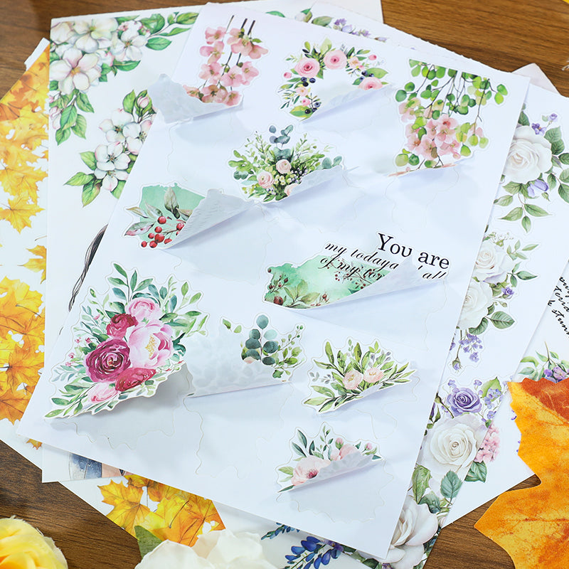 Blossom And Wither - Collage Stickers | Aesthetic Kiss Cut Matte PET (20 Sheets)