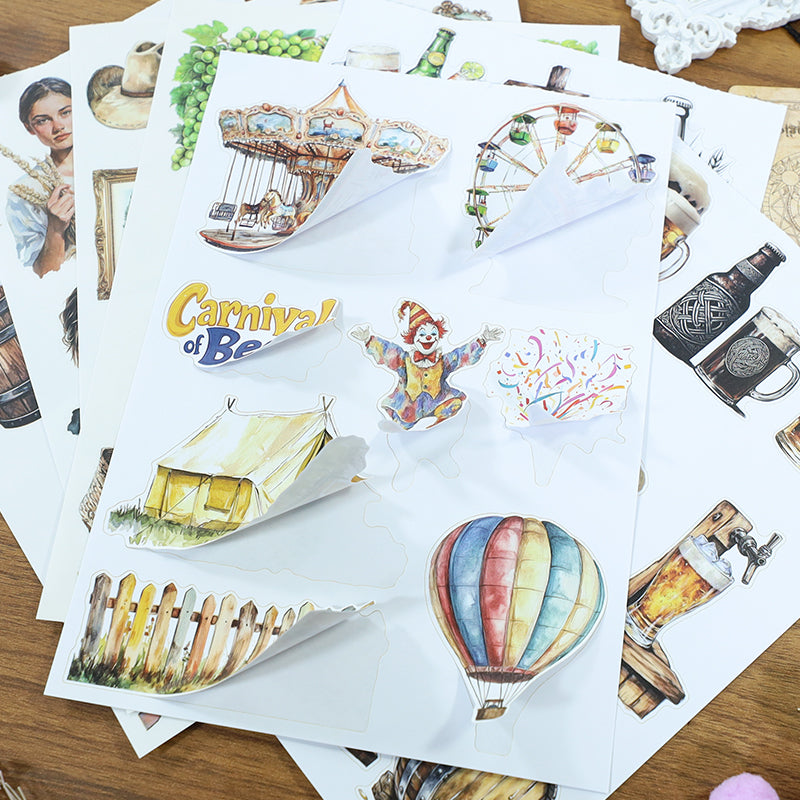 Bubbly Feast - Retro Stickers | Retro Kiss Cut Matte PET (20 Sheets)