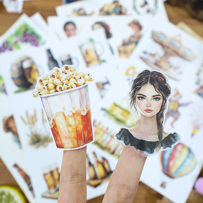 Bubbly Feast - Retro Stickers | Retro Kiss Cut Matte PET (20 Sheets)