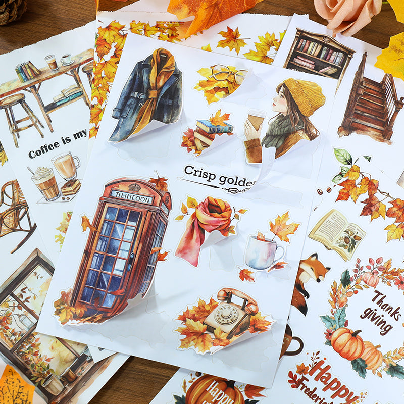 Caramel Crunch - Junk Journal Stickers | Vintage Kiss Cut Matte PET (20 Sheets)