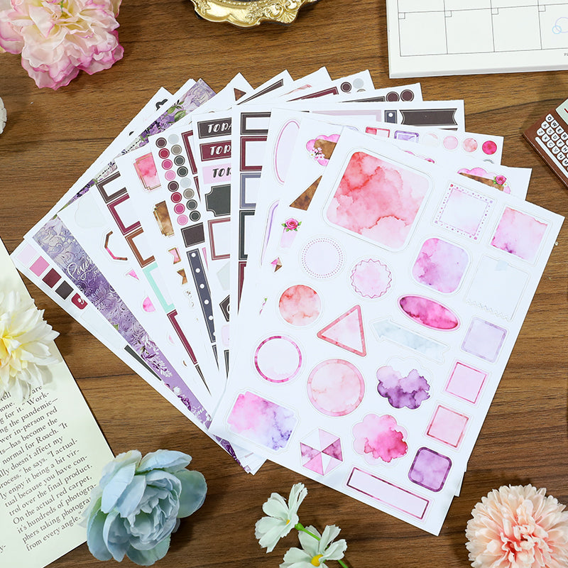 Velvet Twilight - Functional Planner Stickers | Aesthetic Special Oil Washi Paper (24 Sheets)