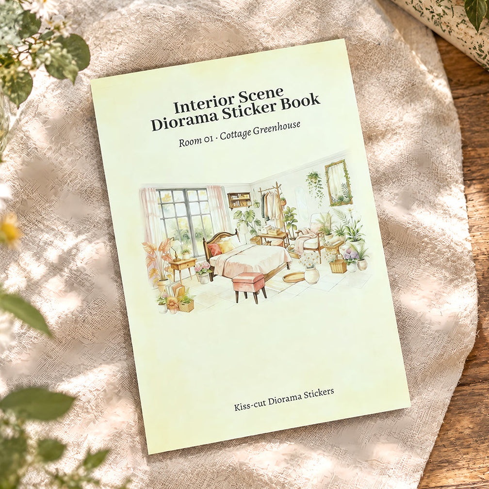 Cottage Greenhouse - Miniature Scene Stickers | Cottagecore Special Oil Matte PET (22 Sheets)