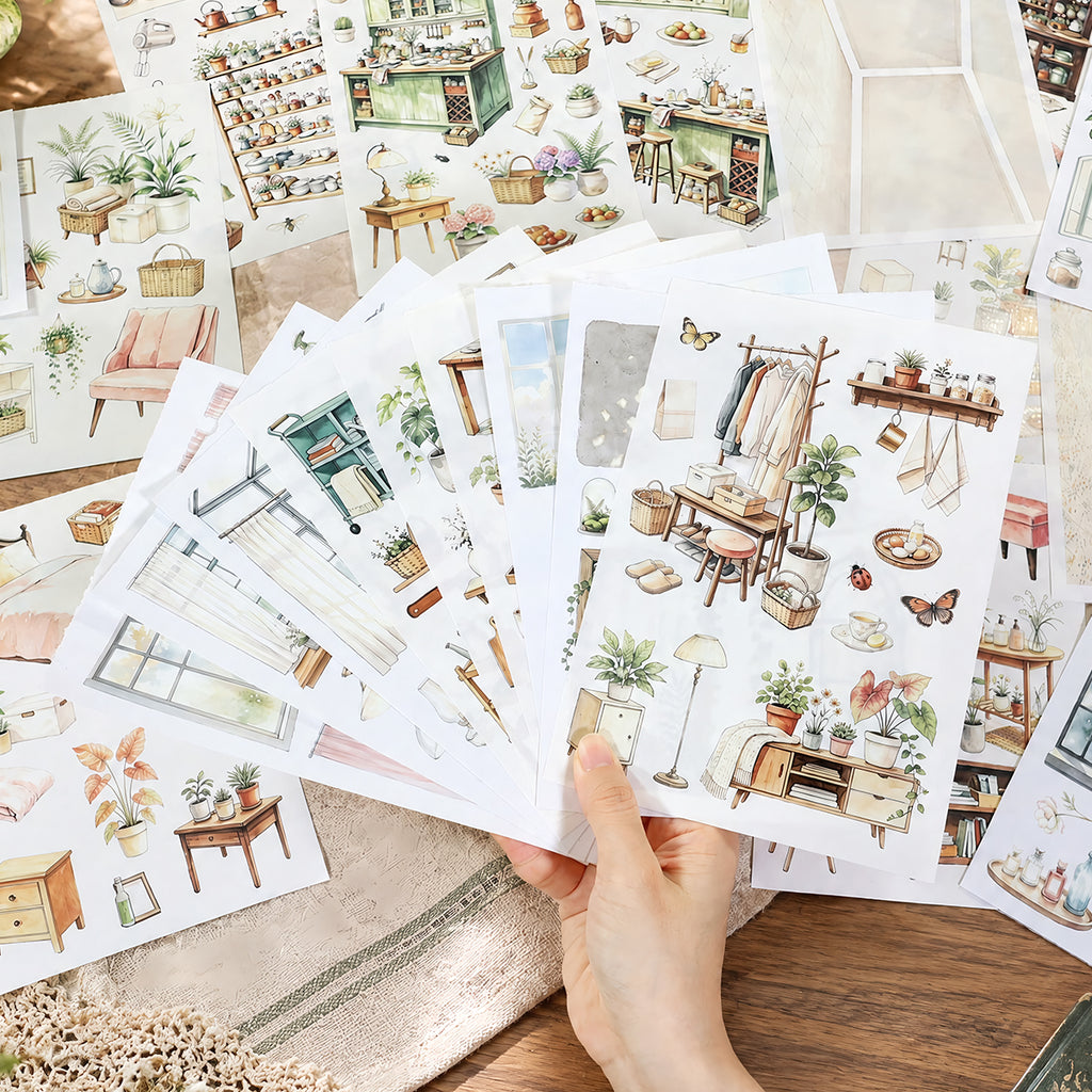 Cottage Greenhouse - Miniature Scene Stickers | Cottagecore Special Oil Matte PET (22 Sheets)