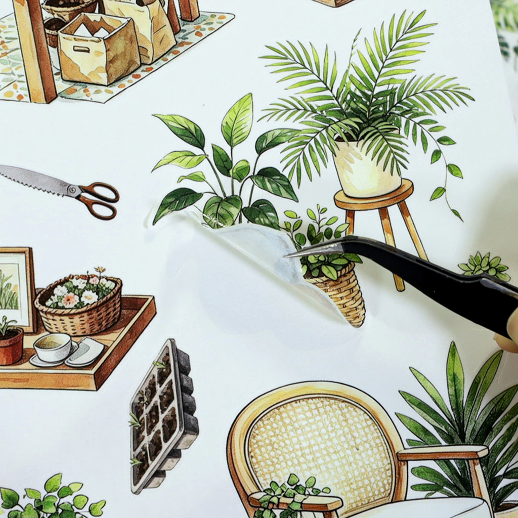 Cottage Greenhouse - Miniature Scene Stickers | Cottagecore Special Oil Matte PET (22 Sheets)