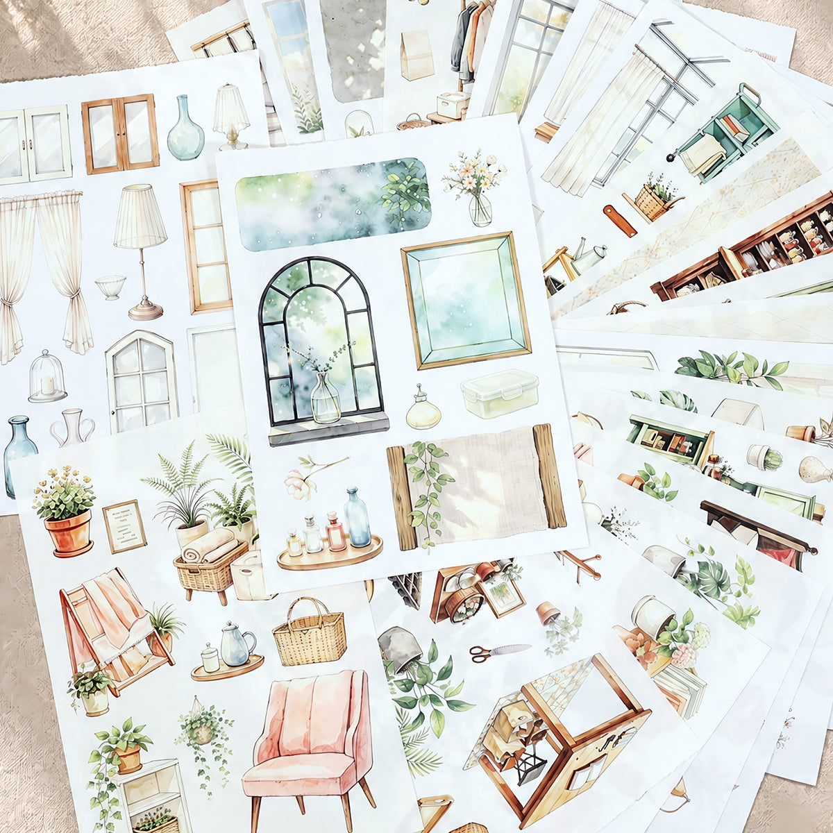 Cottage Greenhouse - Miniature Scene Stickers | Cottagecore Special Oil Matte PET (22 Sheets)