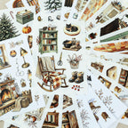 Cozy Winter Cottage - Scene Sticker Book | Cottagecore Special Oil Matte PET (22 Sheets)