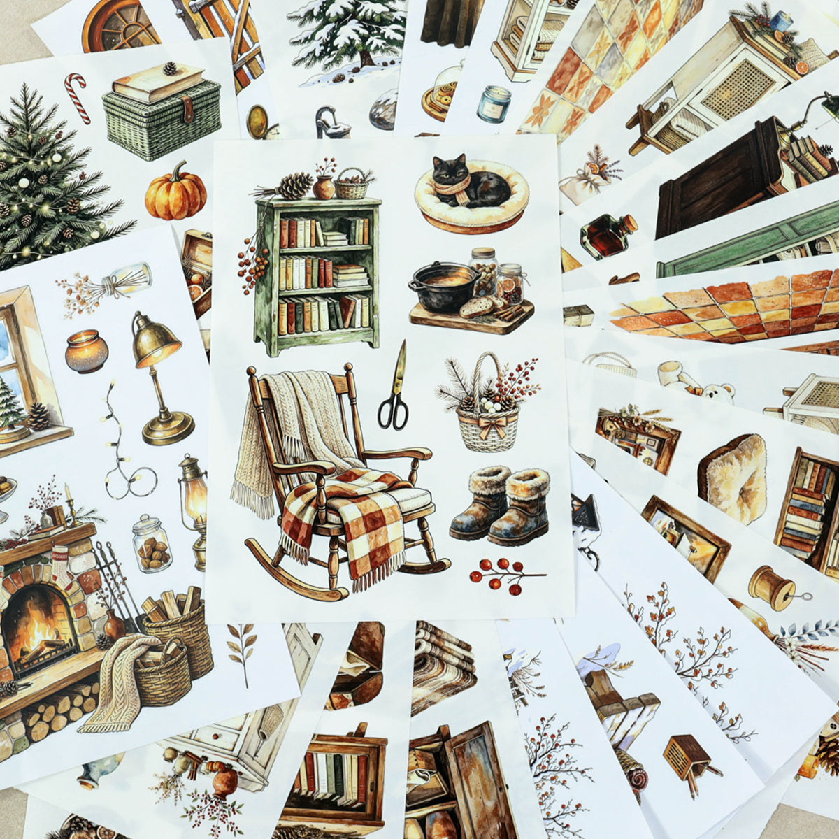 Cozy Winter Cottage - Scene Sticker Book | Cottagecore Special Oil Matte PET (22 Sheets)