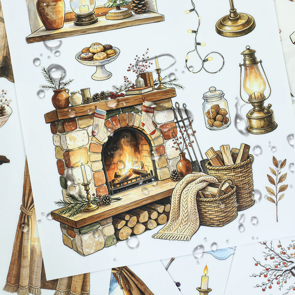 Cozy Winter Cottage - Scene Sticker Book | Cottagecore Special Oil Matte PET (22 Sheets)