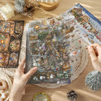 Winter Woodland Bunny Realm - Scene Sticker Book | Whimsical Special Ink Clear PET (15 Sheets)