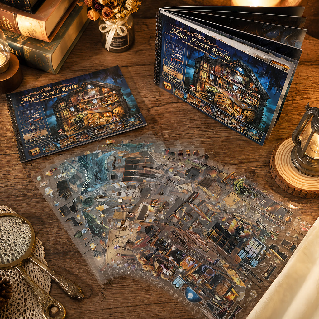 Magic Forest Realm - Miniature Scene Stickers | Witchy Special Ink Clear PET (15 Sheets)