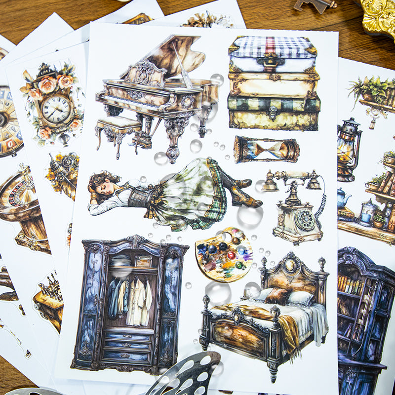 Vintage Patina - Junk Journal Stickers | Steampunk Kiss Cut Matte PET (20 Sheets)