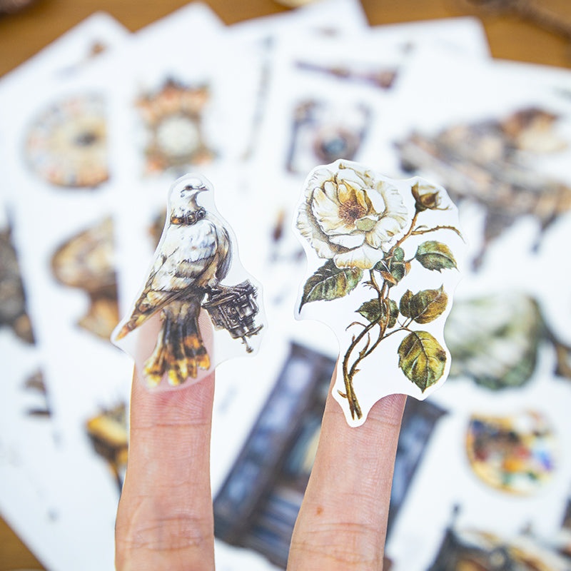 Vintage Patina - Junk Journal Stickers | Steampunk Kiss Cut Matte PET (20 Sheets)