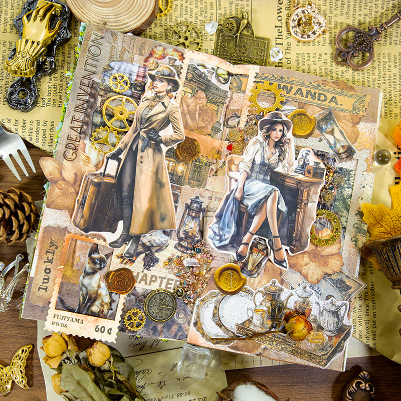 Vintage Patina - Junk Journal Stickers | Steampunk Kiss Cut Matte PET (20 Sheets)