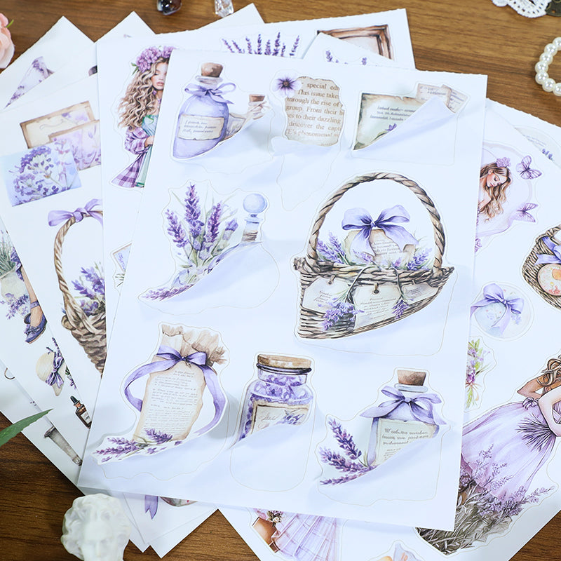 The Song Of Lavender - Vintage Stickers | Botanical Kiss Cut Matte PET (20 Sheets)