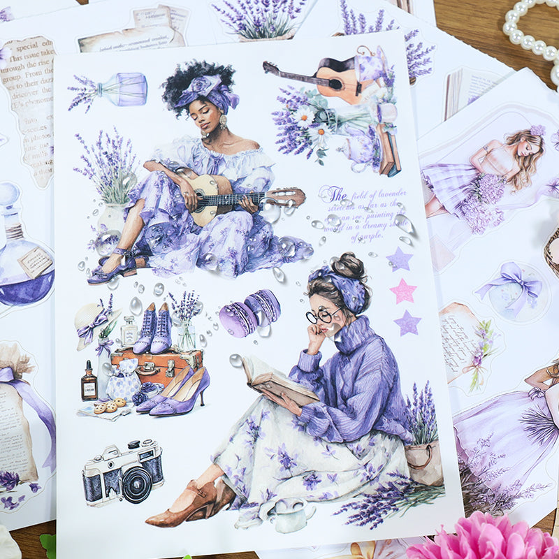 The Song Of Lavender - Vintage Stickers | Botanical Kiss Cut Matte PET (20 Sheets)