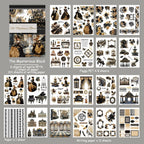 The Mysterious Black Junk Journal Stickers | Gothic Kiss Cut Matte PET (20 Sheets)